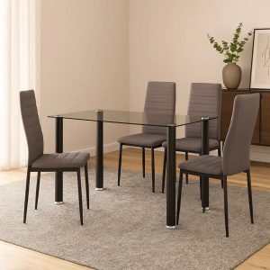 Juego de Comedor Capri 4 Sillas + Mesa de Vidrio